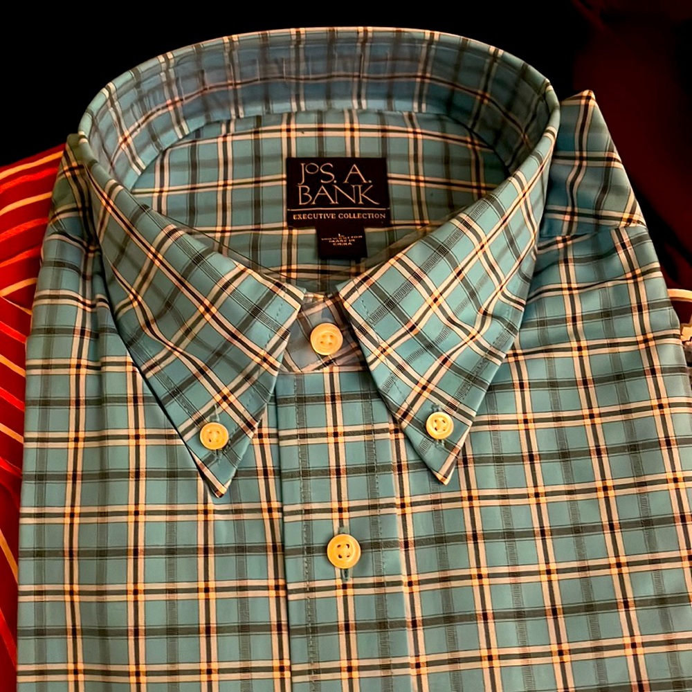 NWT! Joseph A Banks Turquoise Plaid Button Down Shirt. Size Large